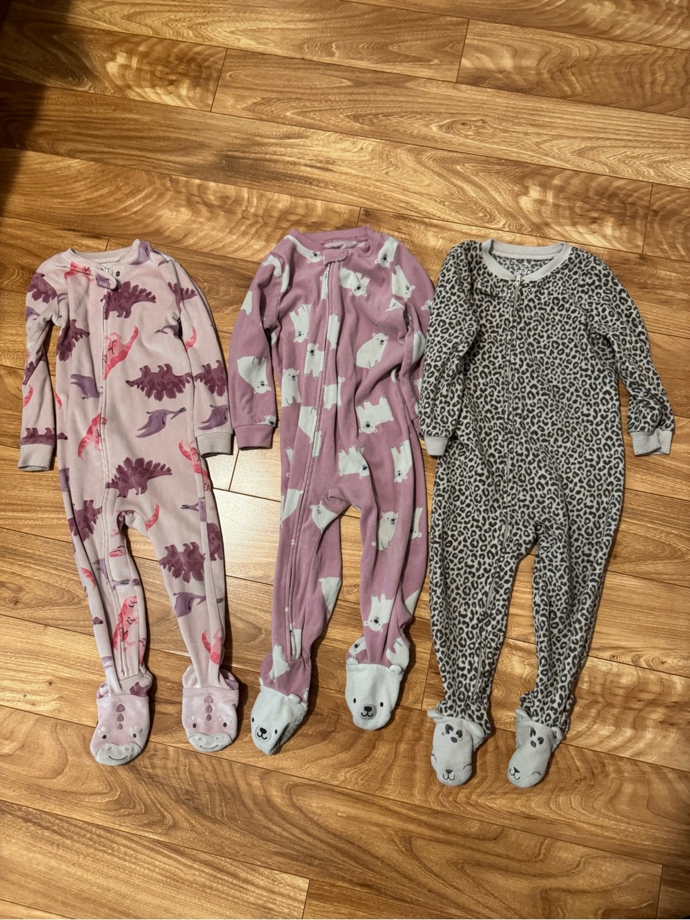 Carters 2T toddler girl fleece footie zip up pajamas